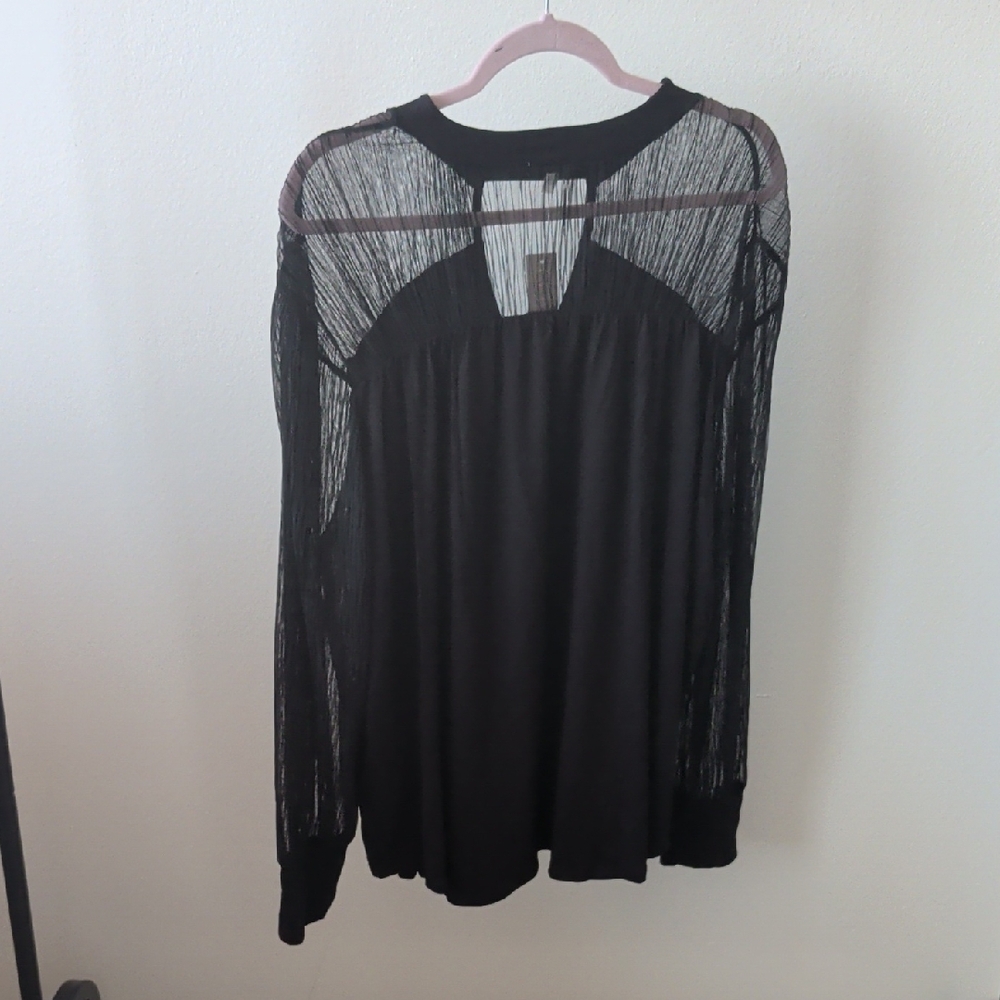 Maurices Black Sheer Sleeve Blouse